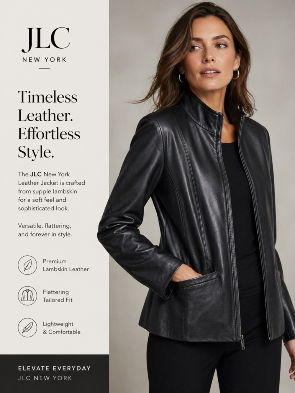 JLC Women's Black  Leather Jacket XL